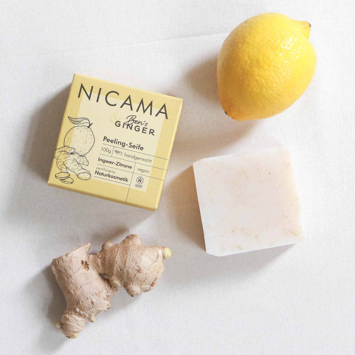 NICAMA x Ben's Ginger - Peeling-Seife Ingwer-Zitrone 100g (COSMOS)