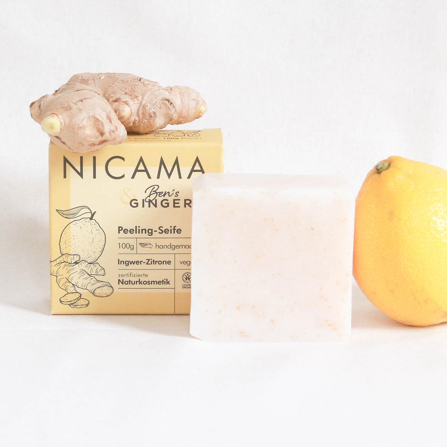 NICAMA x Ben's Ginger - Peeling-Seife Ingwer-Zitrone 100g (COSMOS)