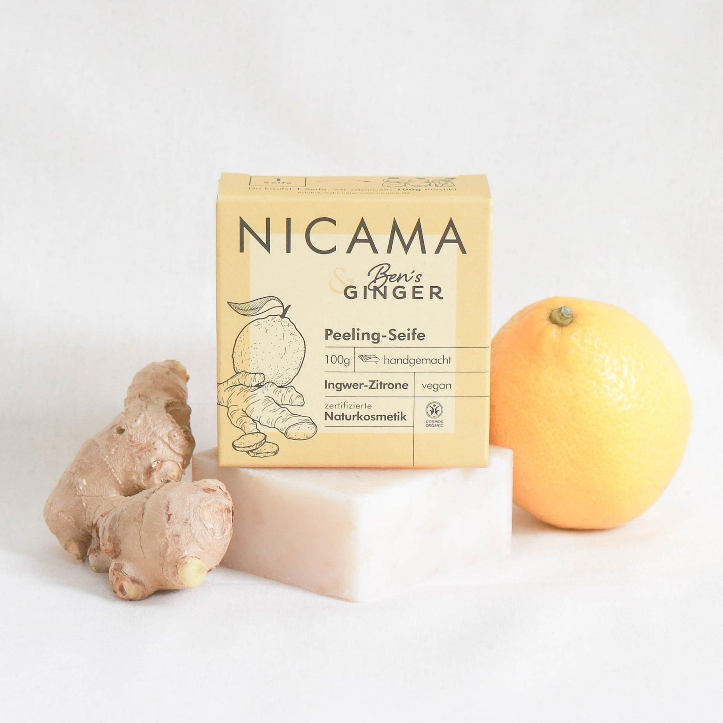 NICAMA x Ben's Ginger - Peeling-Seife Ingwer-Zitrone 100g (COSMOS)